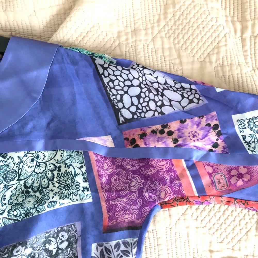 Etro patchwork silk tunic dress/ shirt scarf print 3/4 sleeves multi purple boho - Picture 10 of 14